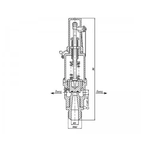 Клапан латунный предохранительный пружинный полноподъемный с принудительным подрывом 524-3642-03 (ИПЛT.49414121-03) 